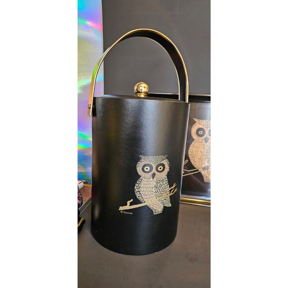 Couroc Owl Gold 8 Pc Tray 6 glasses and ice bucket -22K Gold - Picture 8 of 11